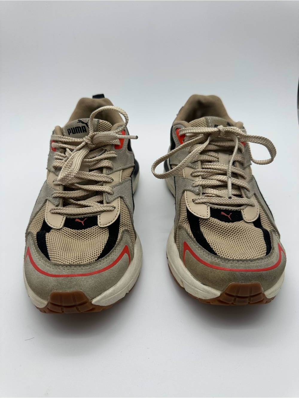 PUMA Retro Y2K Chunky Sneakers Beige Suede Mesh Red Black Men 7 EU 39